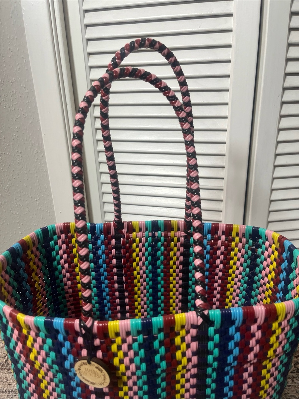 Maria Victoria ORZCO Handwoven Tote Bag  Braided Handle Sz 13.58x7x13 10.5” - Picture 4 of 11